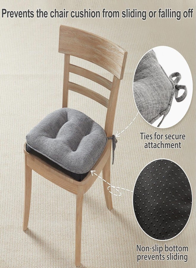 Quilmfoam 16.5"x15.5" Kitchen Chair Cushions Set of 4 for Dining Chair, Soft Tufted Non-Slip Memory Foam Seat Cushion with Ties for Indoor Kitchen Dining Furniture, Dark Grey - Image 5